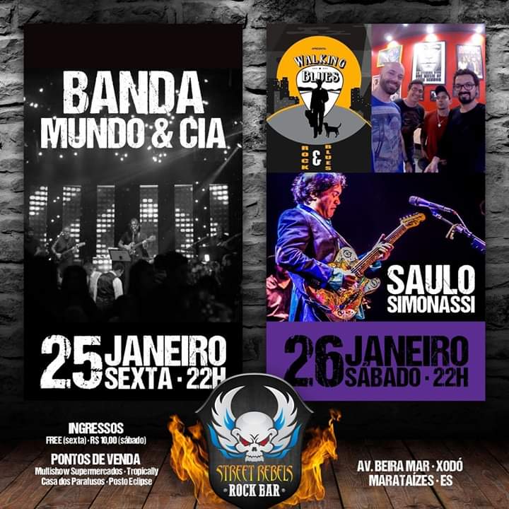 Banda Mundo & Cia nesta sexta em Marataízes no Street Rebels Rock Bar em Marataízes